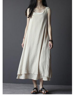 long linen shift dress